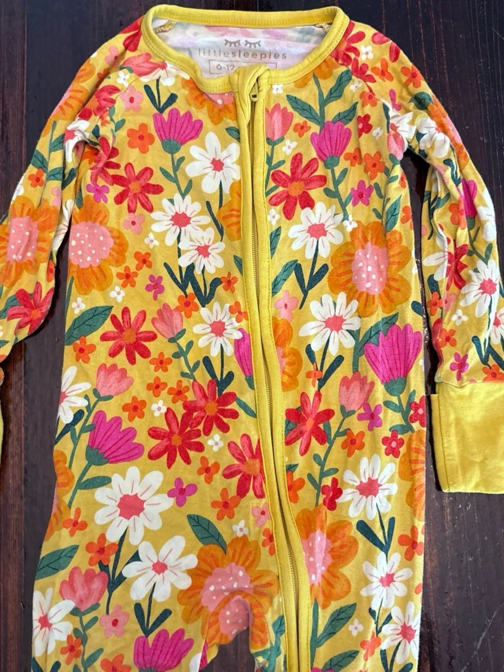 Little Sleepies Yellow Floral 6/12 Footie Pajamas